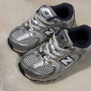 New Balance Kids Metallic Silver Sneakers